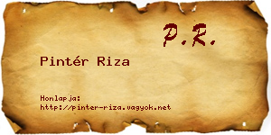 Pintér Riza névjegykártya